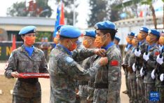 中国第25批赴刚果（金）维和部队全体官兵荣获联合国“和平勋章”