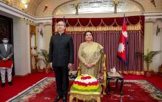 中国新任驻尼泊尔大使陈松向尼泊尔总统班达里递交国书