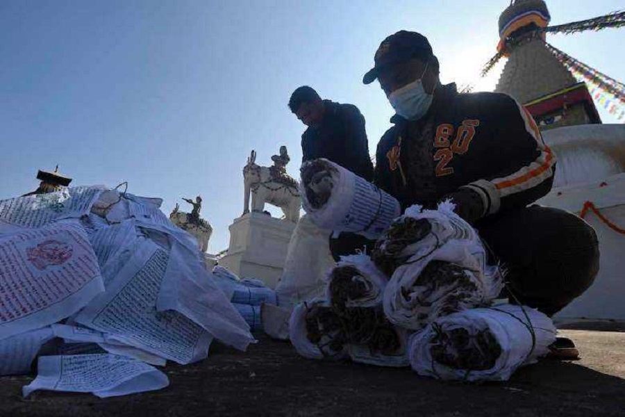 nepals-biggest-stupa-turns-to-biodegradable-prayer