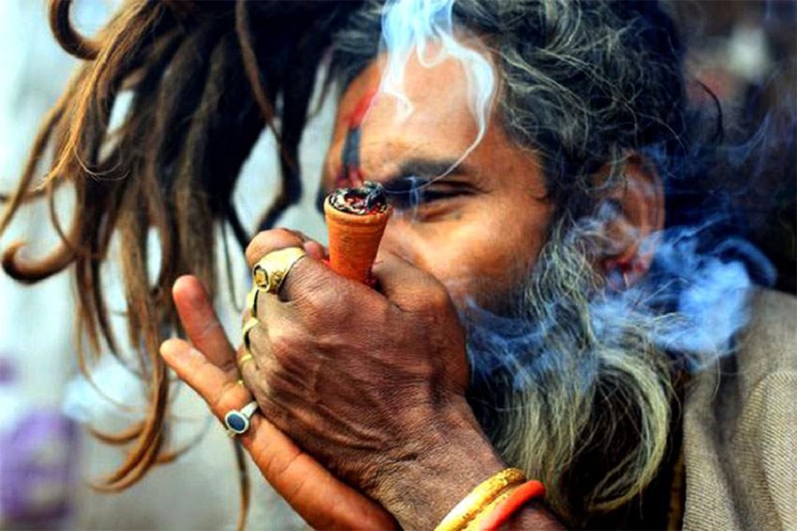 Sadhu Smoking Weed