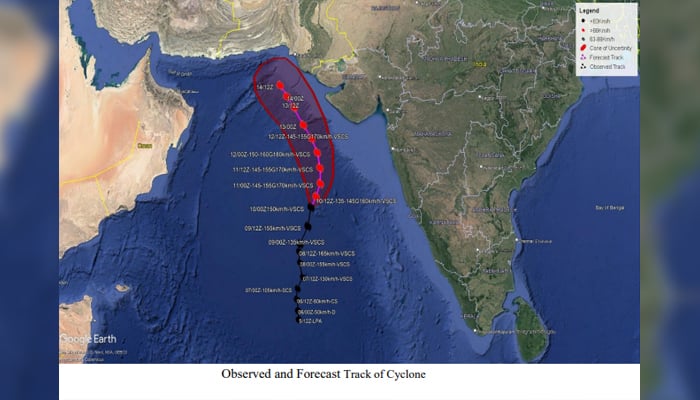 Observed and Forecast Track of Cyclone. — PMD