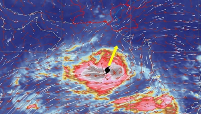 A satellite image of the cyclonic storm present in the Arabian Sea taken in the morning of June 10. — PMD