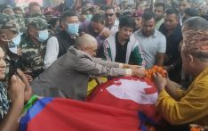Mortal remains of Minister Singh kept at Dhangadhi Stadium for paying last tribute