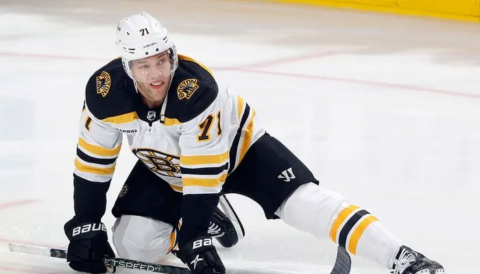 Taylor Hall of the Boston Bruins stretches prior to the game against the Florida Panthers in Game 3 of the first-round playoff series at FLA Live Arena on April 21, 2023, in Sunrise, Florida. foxnews.com