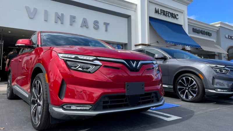 FILE PHOTO: FILE PHOTO: VinFast electric vehicles are parked before delivery to their first customers at a store in Los Angeles, California, U.S.,  March 1, 2023. REUTERS/Lisa Baertlein/File Photo