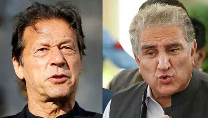 Former prime minister Imran Khan (left) and Pakistan Tehreek-e-Insaf Vice Chairman Shah Mahmood Qureshi (right). — AFP/File