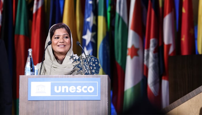 Sister Zeph received her award on November 8, 2023 at a ceremony that took place at UNESCOs General Conference in Paris. — X/@AAzoulay