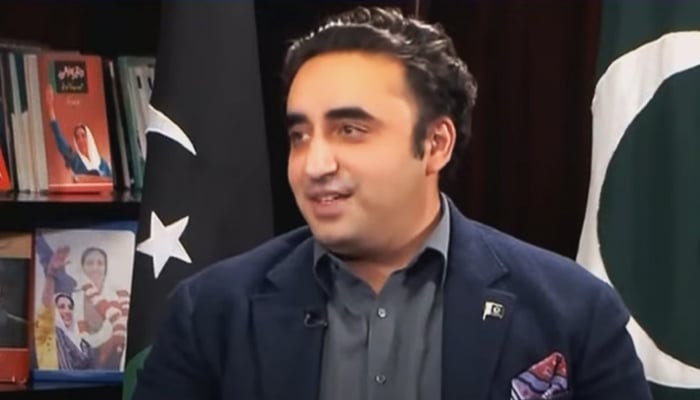 PPP Chairman Bilawal Bhutto-Zardari speaks during an interview with a private television channel in Islamabad, aired on January 8, 2024, in this still taken from a video. — YouTube