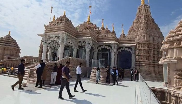 People enter the newly inaugurated Hindu temple in Dubai’s Jebel Ali neighbourhood. — Photo by author