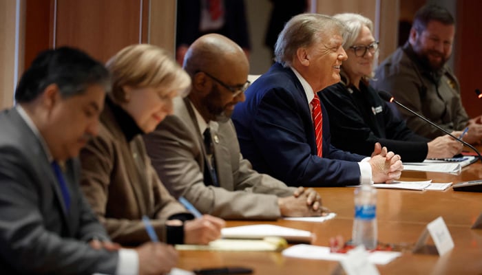 Former US President Donald Trump meets with leaders and members of the International Brotherhood of Teamsters at their headquarters on January 31, 2024 in Washington, DC. — AFP