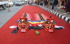 ठमेलका सडकहरूमा प्रस्तुत चिनियाँ ड्रागन नृत्य (फाेटाे फिचर्स)