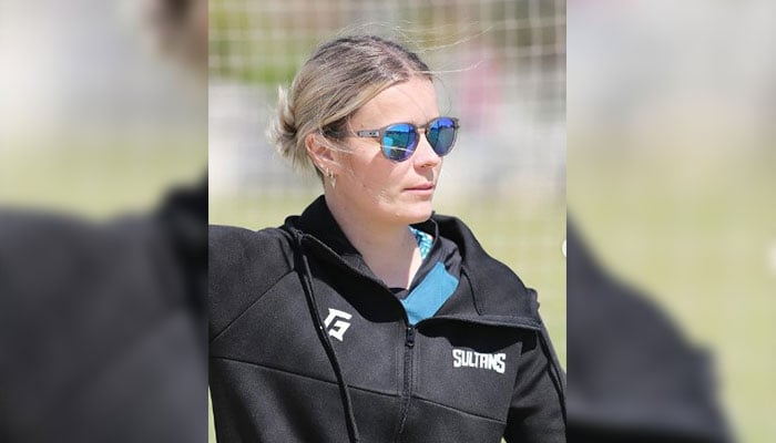 Multan Sultans’ spin bowling coach Alex Hartley gestures during the teams training session on March 2, 2024. — Instagram/alexhartley93