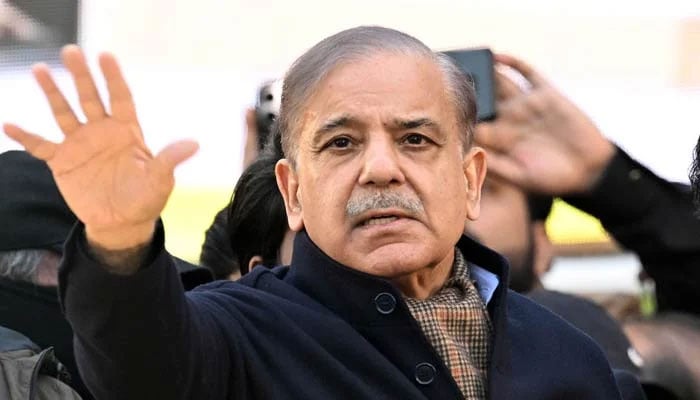 Prime Minister Shehbaz Sharif gestures at an event. — Online/File