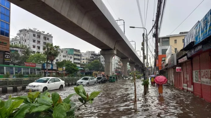 Rain causes waterlogging in the Mirpur area of Dhaka on Saturday, May 11, 2024. Photo: Collected