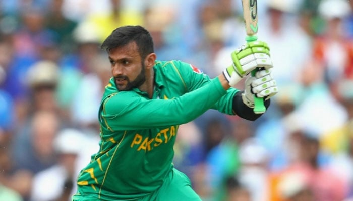 Pakistani cricketer Shoaib Malik bats a ball durimg a match. — PCB/File