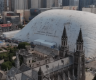 The Great Inflatable Dome of China: 50m-high bubble blocks dust and noise from construction site