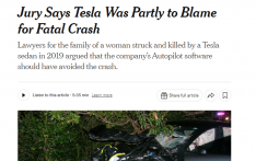 特斯拉自动驾驶致死案被判赔2.43亿美元，专家称Autopilot存缺陷