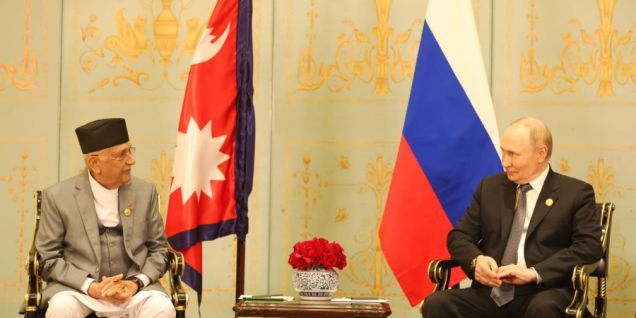 Prime Minister Oli holds bilateral meeting with Russian President Putin 
