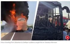 印度西部一客车起火致20人死亡