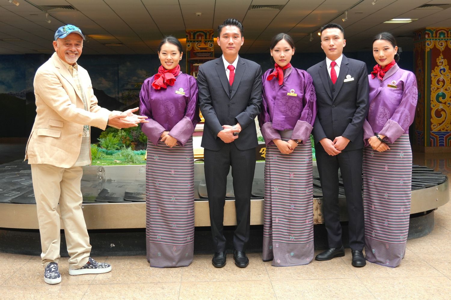 christian-louboutin-design-drukair-crew-tie-and-scarf-paro-airport