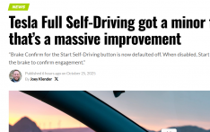 特斯拉 FSD v14.1.3默认关闭“刹车确认”功能