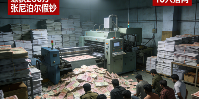 印度突袭跨境假币工厂 缴获250万张尼泊尔假钞 10人落网