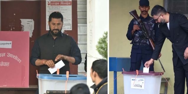रास्वपा सभापति लामिछाने र वरिष्ठ नेता शाहद्वारा मतदान