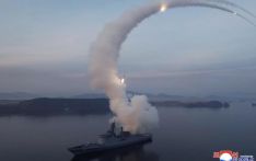 朝鲜“崔贤”号驱逐舰进行战略巡航导弹试射 金正恩观看