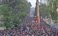 Seto Machhindranath chariot procession moves through Kathmandu streets