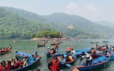 Tourist boating in Phewa Lake
